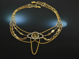 Um 1810! Seltenes Empire Eglomis&eacute; Collier...