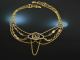 Um 1810! Seltenes Empire Eglomis&eacute; Collier Amoretten Malerei Saatperlen Gold 585