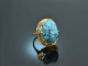Pforzheim um 1960! Schicker groer Vintage Trkis Ring Gold 585