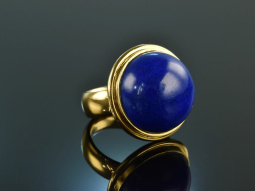 Around 1995! Sensational heavy lapis lazuli ring gold 750