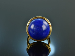 Around 1995! Sensational heavy lapis lazuli ring gold 750