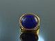 Around 1995! Hand forged heavy lapis lazuli ring gold 750