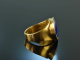 Around 1995! Hand forged heavy lapis lazuli ring gold 750