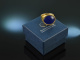 Around 1995! Hand forged heavy lapis lazuli ring gold 750