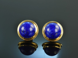 Around 1995! Classic beautiful lapis lazuli earclips gold...