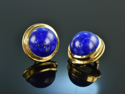 Around 1995! Classic beautiful lapis lazuli earclips gold...