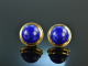 Around 1995! Classic beautiful lapis lazuli earclips gold 750