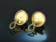 Around 1995! Classic beautiful lapis lazuli earclips gold 750