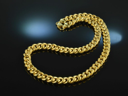 Around 1980! Classic heavy necklace curb chain chased...