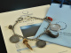 Water castle around 1950! Beautiful Charivari with pendants and coins silver 800