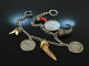 Water castle around 1950! Beautiful Charivari with pendants and coins silver 800