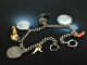 Water castle around 1950! Beautiful Charivari with pendants and coins silver 800