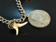 Water castle around 1950! Beautiful Charivari with pendants and coins silver 800