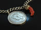 Water castle around 1950! Beautiful Charivari with pendants and coins silver 800