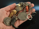 Water castle around 1950! Beautiful Charivari with pendants and coins silver 800