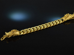 England um 1980! Ausgefallenes Drachen Armband Silber 925 vergoldet