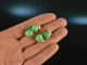 Around 1960! Chic Sixties earclips Apple Jade Gold 585