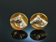 Around 1965! Horse Cufflinks for the Rider Silver 925 gold plated signed