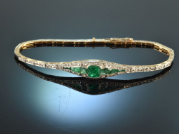 M&uuml;nchen um 1920! Edles Art Deco Smaragd Diamant Armband Gold 585 Platin