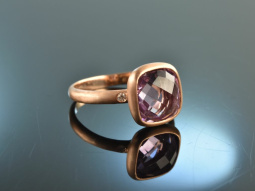 Soft Violet! Traum Amethyst Ring Diamanten Rot Gold 585