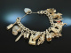 London 1975! Sch&ouml;nes Bettelarmband 17 Charms Bracelet Silber 925