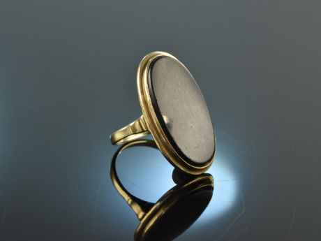 Um 1930! Klassischer Damen Siegel Wappen Ring Onyx Gold 333