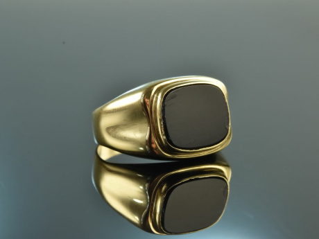 Um 1950! Sch&ouml;ner Damen Wappen Siegel Ring Onyx Gold 333