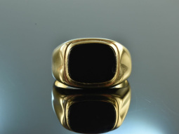 Um 1950! Sch&ouml;ner Damen Wappen Siegel Ring Onyx Gold 333