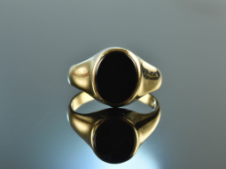1975! Beautiful classic ladies signet ring onyx gold 585