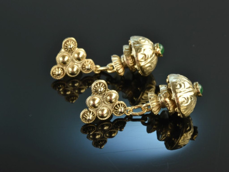 Transylvania around 1900! Beautiful traditional costumes Dirndl earrings silver 800 delicately gold-plated