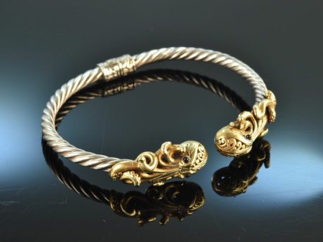 Around 1990! Chic Vintage Octopus Bangle Silver 925 gold plated