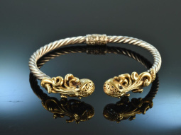 Around 1990! Chic Vintage Octopus Bangle Silver 925 gold...