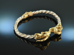 Around 1970! Chic twisted vintage ram bangle silver 925...