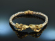 Around 1970! Chic twisted vintage ram bangle silver 925 gold plated