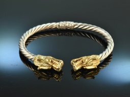 Around 1970! Chic vintage dragon bangle silver 925 gold...