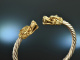 Around 1970! Chic vintage dragon bangle silver 925 gold plated
