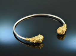 Around 1970! Chic vintage lion head bangle silver 925...