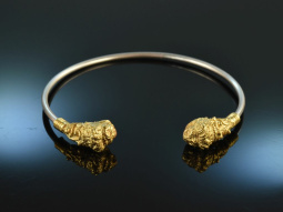 Around 1970! Chic vintage lion head bangle silver 925...