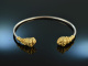 Around 1970! Chic vintage lion head bangle silver 925 gold plated
