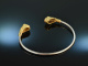 Around 1970! Chic vintage lion head bangle silver 925 gold plated