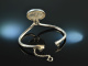 Around 1960! Cool Vintage Sixties Design Bangle Onyx Silver 925 signed