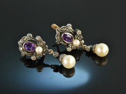 Around 1965! Pretty antique style earrings amethysts...