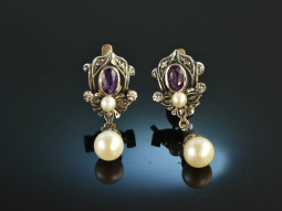 Around 1965! Pretty antique style earrings amethysts...