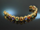 Bremen um 1970! Exquisites buntes Farbstein Armband Gold 750