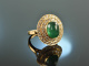 Hamburg um 1995! Exquisiter traumhafter Smaragd Brillant Ring Gold 750