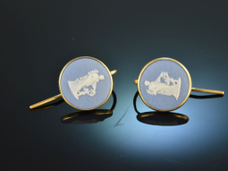 England around 1970! Lovely Wedgwood Blue Jasper Earrings...