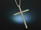 Wempe around 2006! Finest cross pendant with chain 1.42 ct diamonds white gold 750