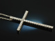 Wempe around 2006! Finest cross pendant with chain 1.42 ct diamonds white gold 750
