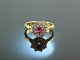 Stuttgart um 1970! Sehr feiner Rubin Brillant Ring ca. 0,6 ct Gold 585