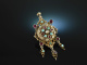 Transylvania around 1890! Rare pendant almandine turquoise natural pearl silver delicately gold-plated
